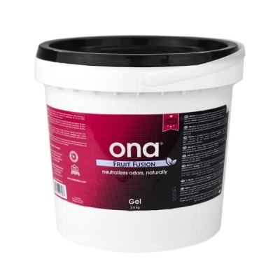 Pote de gel desodorizante ona FRUIT FUSION 3.8 kg com etiqueta vermelha e preta