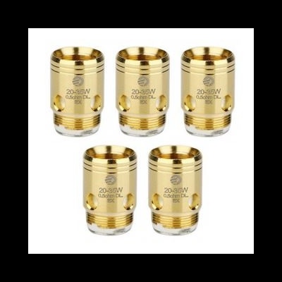 Cinco bobinas metálicas douradas para vaporizador com texto 20-35W 0.5ohm CL