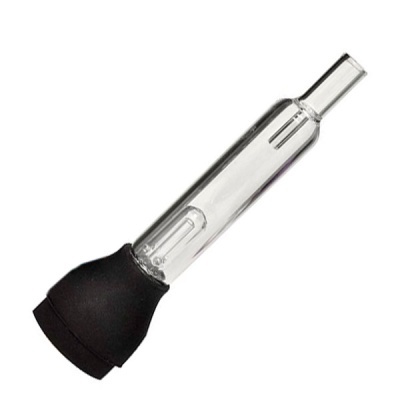 Tubo de vidro transparente com base preta