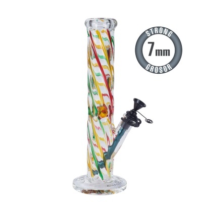 Bong de vidro colorido com padrão em espiral