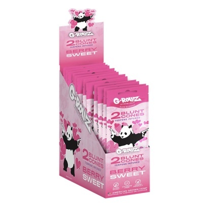 Pacotes de blunt cones G-Rollz rosa com panda e corações
