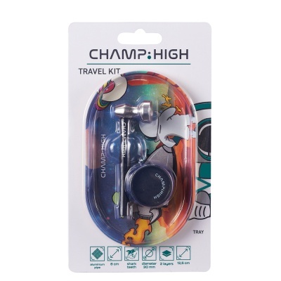 Kit de viagem CHAMP HIGH com cachimbo e acessórios em embalagem