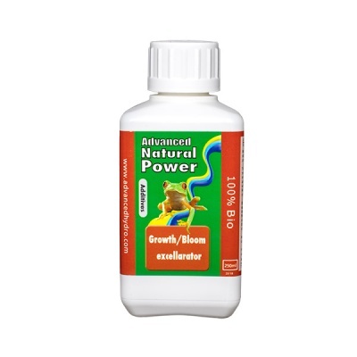 Frasco branco com etiqueta verde e laranja com rã e texto de produto natural biológico