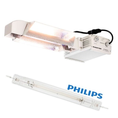 Luminária com superfície refletora metálica e lâmpada tubular PHILIPS