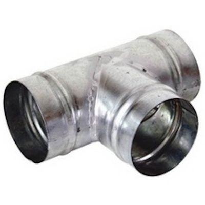 Peça metálica em T para canalizações ou ventilação