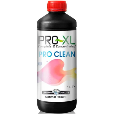 Frasco preto de 1 litro com etiqueta branca de produto PRO-XL PRO CLEAN