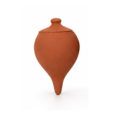Vaso de cerâmica de terracota castanha avermelhada com tampa