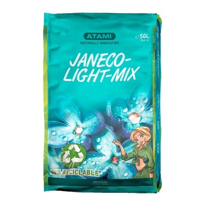 Saco de substrato ATAMI JANECO-LIGHT-MIX azul com flores e figura feminina desenhada