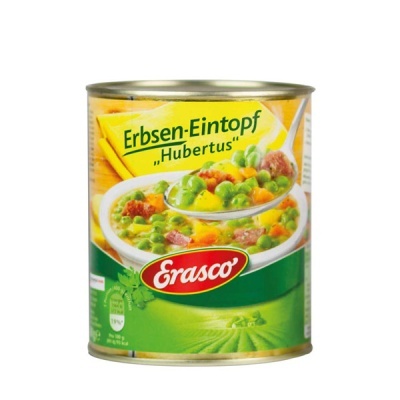 Lata de sopa Erasco Erbsen-Eintopf 'Hubertus' verde e amarelo