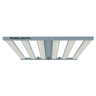 Luminária LED industrial cinza claro com seis barras de LEDs
