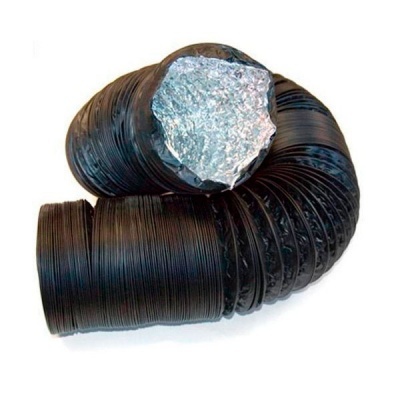 Duto flexível preto com revestimento interior de alumínio