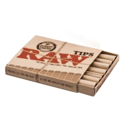 Caixa de pontas pré-roladas RAW TIPS em papel castanho natural