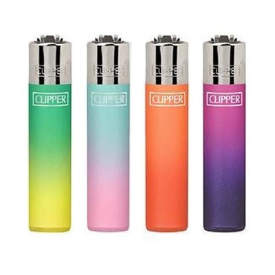 Conjunto de quatro isqueiros Clipper coloridos em degradê