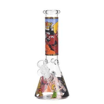Bong de vidro transparente com decoração Scooby-Doo colorida
