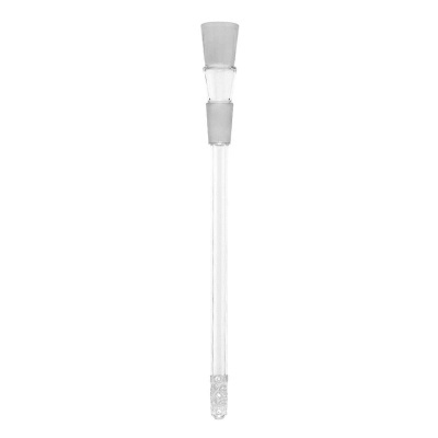 Piteira de vidro transparente para cachimbo com encaixe fosco e difusor na ponta.