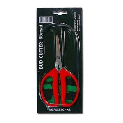 Tesoura profissional Bud Cutter Bonsai com cabos vermelhos em embalagem preta