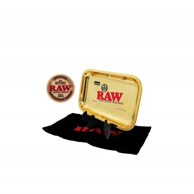 Tabuleiro metálico dourado RAW com suporte e selo oficial 2023