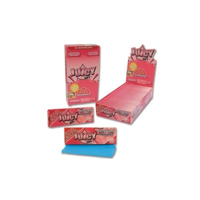 Papéis de seda Juicy Jay's rosa para enrolar cannabis com embalagem e caixa de exposição