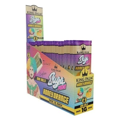 Pack de mini rolls KING PALM Suga Punch Honey Orange em embalagem colorida com ilustração e texto visível