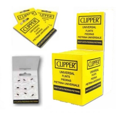 Embalagem amarela CLIPPER com pedras universais para isqueiros