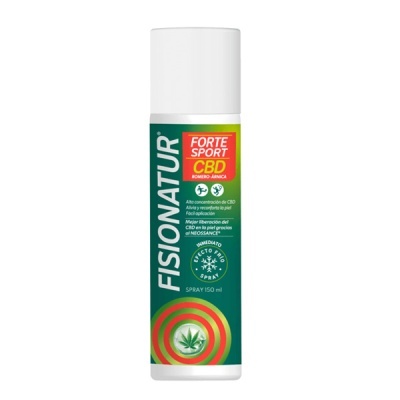 Spray FISIONATUR FORTE SPORT CBD ROMERO-ARNICA 150 ml verde e branco