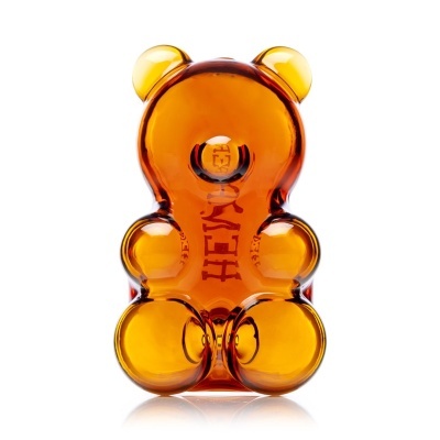 Figura decorativa em forma de urso translúcido cor âmbar