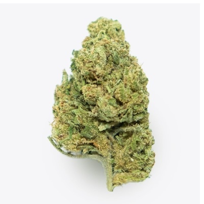 Nó seco de cannabis verde e laranja em fundo branco