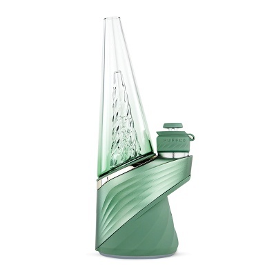 Vaporizador portátil verde com base texturizada e cúpula de vidro