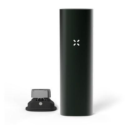 vaporizador pessoal preto com suporte cinza