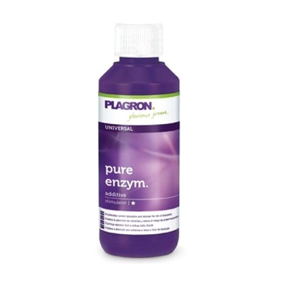 Garrafa roxa de plástico com rótulo do aditivo Plagron Pure Enzym