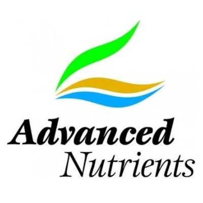 Logótipo Advanced Nutrients com formas onduladas verdes, castanhas e azuis