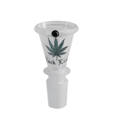 Peça de vidro para cachimbo ou bong com folha verde e texto Black Leaf
