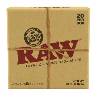 Caixa de sacos de pergaminho RAW com revestimento de silicone, 20 unidades, 8x8 cm