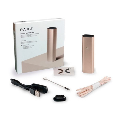 Kit vaporizador inteligente PAX 3 dourado e acessórios