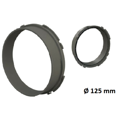 Dois anéis circulares cinzentos com texto Ø 125 mm