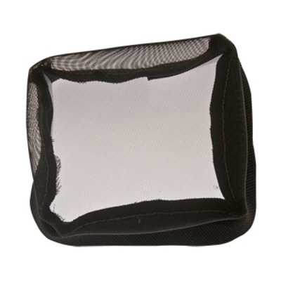 Bolsa de malha preta quadrada com bordas reforçadas