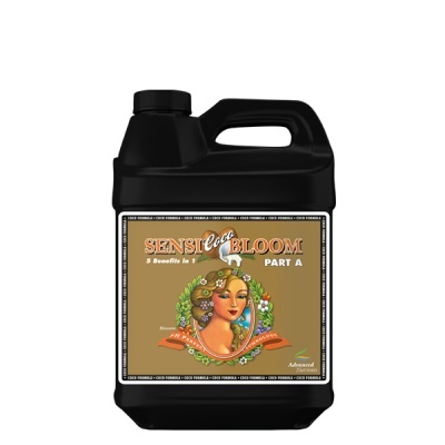 Frasco preto com rótulo castanho do produto Sensi Coco Bloom Part A