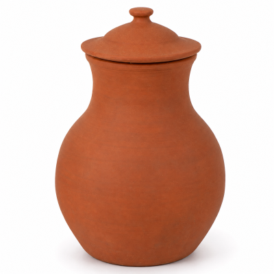 Jarro de barro terracota com tampa