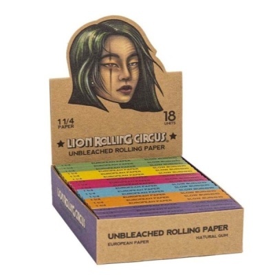 Expositor de papel para enrolar LION ROLLING CIRCUS com 18 unidades e imagem de rosto feminino