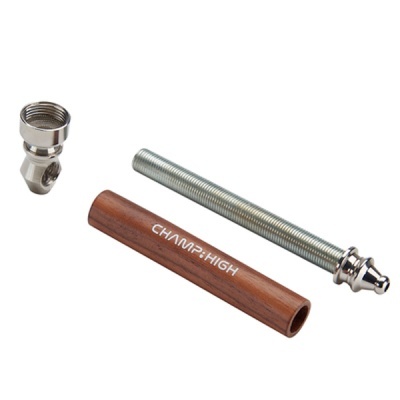 Conjunto para cachimbo com tubo de madeira e peças metálicas