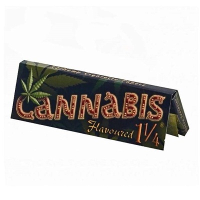 Embalagem preta de papel de enrolar com design Cannabis Flavoured 1 1/4