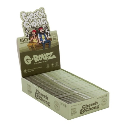 Caixa verde de papelotes para enrolar G-Rollz Cheech & Chong