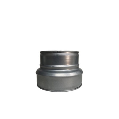 Adaptador cilíndrico de metal prateado para sistemas de ventilação