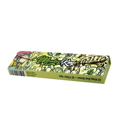 Caixa de papel de filtro Monkey King Mojito com ilustrações de limões em verde e amarelo