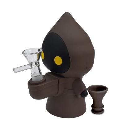 Figura castanha estilo personagem com cachimbo de vidro