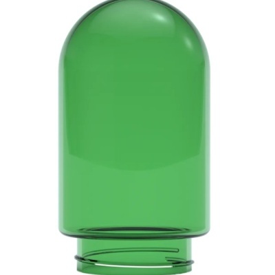 Peça verde translúcida com forma cilíndrica e topo arredondado