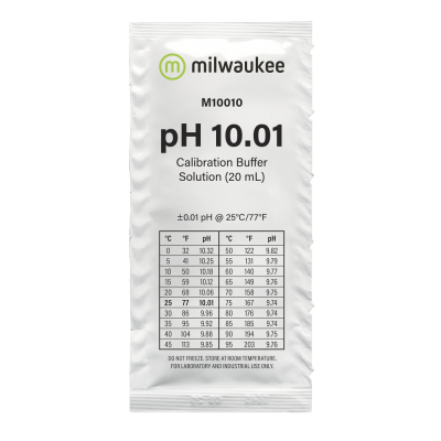 Pacote branco de solução tampão de calibração Milwaukee pH 10.01.