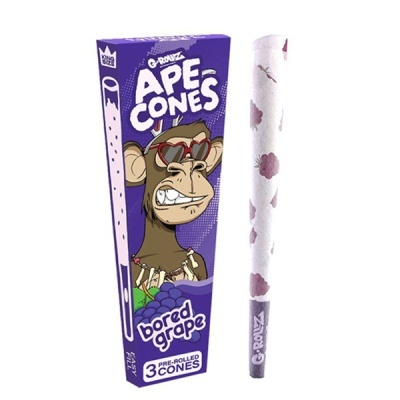Pacote de cones pré-enrolados de uva bored grape com desenho de macaco