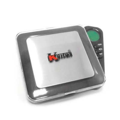 Balança digital Kenex preta e prateada com ecrã verde