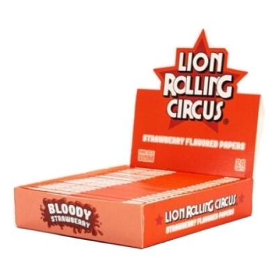 Caixa de papelotes LION ROLLING CIRCUS sabor morango laranja vermelha